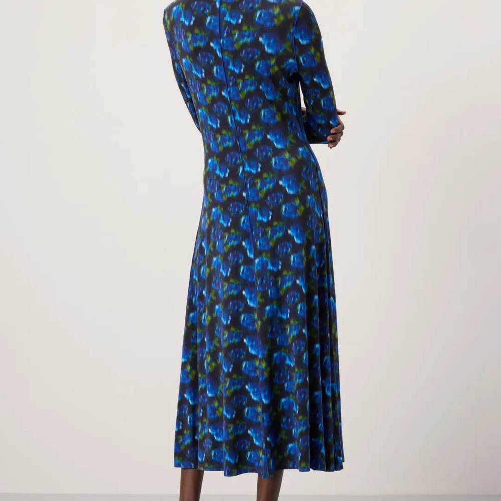 NWT Hunter Bell Maxi Dress Blue Floral Kings Hill Stretch Jersey Long Sleeve XS - Picture 2 of 13